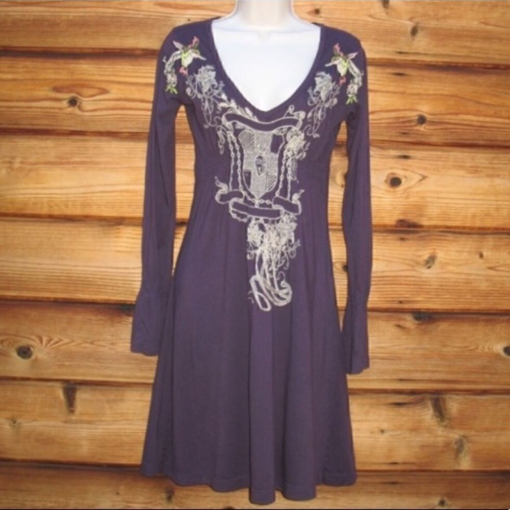 Johnny Was  Floral Embroidered Knit Dress